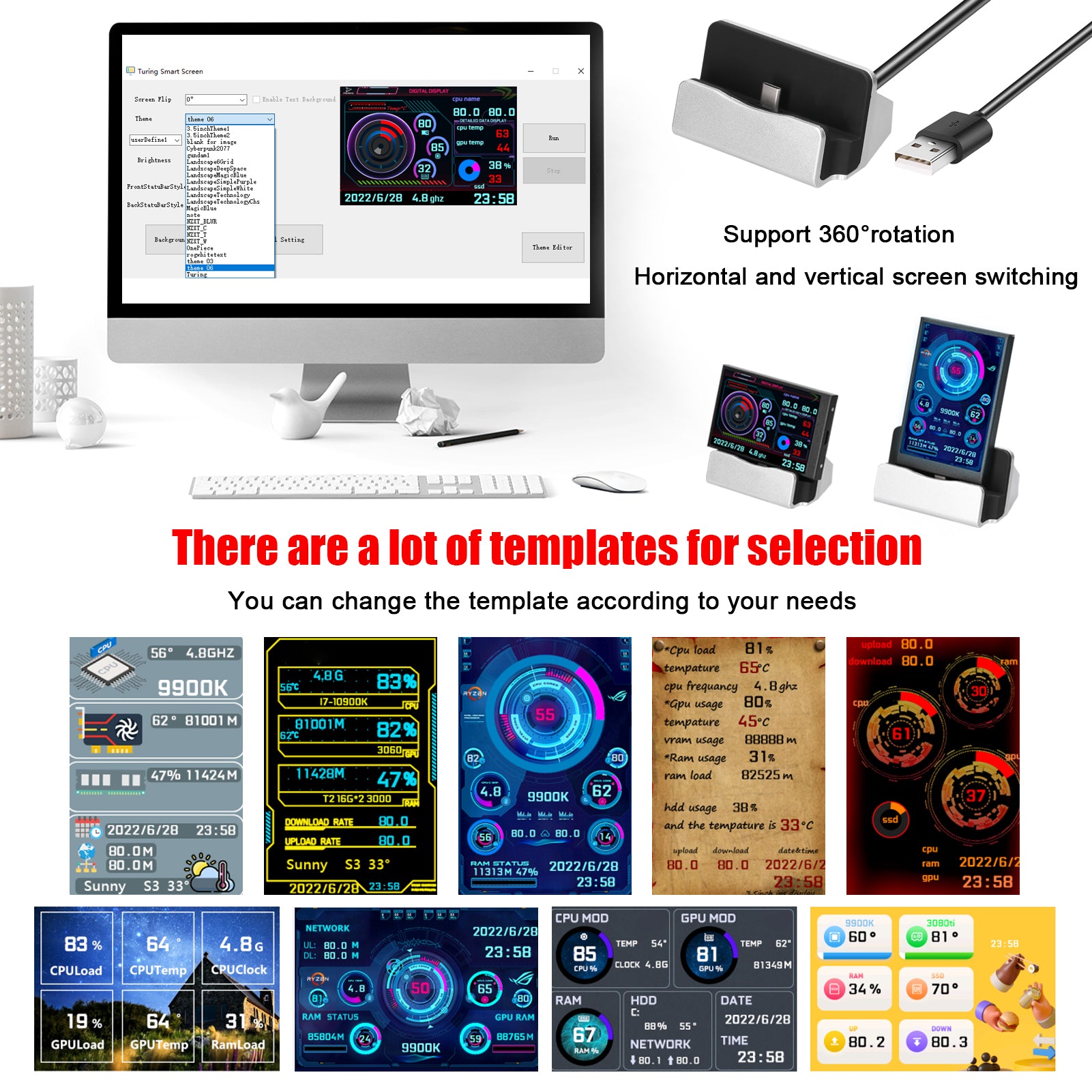 3.5" IPS USB monitor for PC case