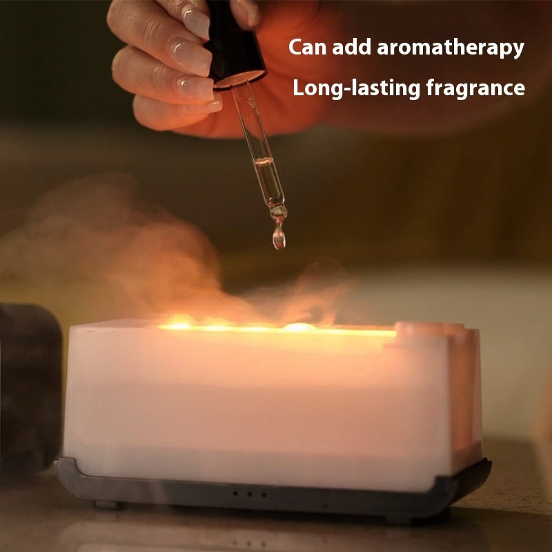 Air mist humidifier with fireplace effect